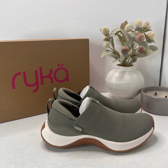 Ryka Encore Knit Slip on Sneakers Vetiver Green J0707M1300 Women's 6.5M NWB - Picture 3 of 10